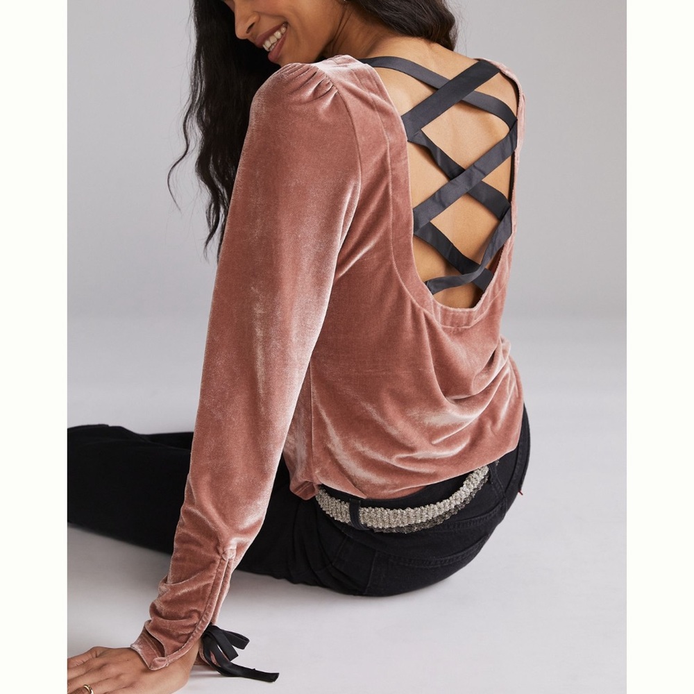 Anthropologie Open-Back Velvet Top